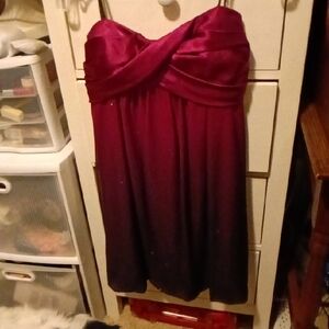Elegant Strapless Burgundy and Black Dress